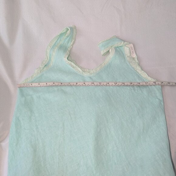 Meo Meli Italian Linen Bias Ruffle Mint Blue Dress Size M - Picture 9 of 15